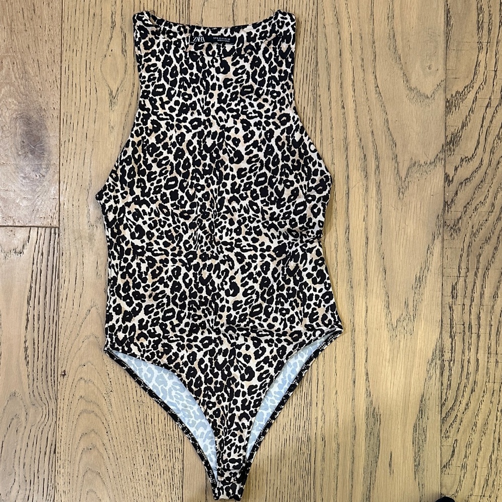 Zara Leopard Print Sleeveless Top - Black and Cream - Picture 4 of 4